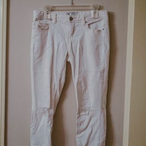 White Cut Out Free People Jeans